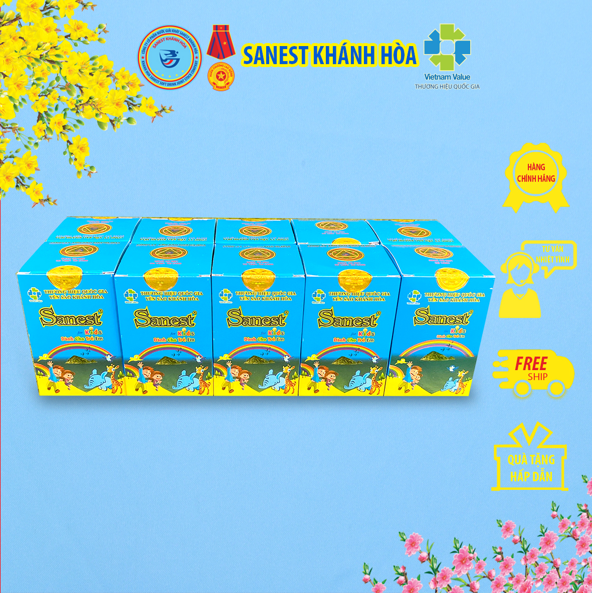 Nước Yến sào Khánh Hòa Sanest dành cho trẻ em đóng lọ 62ml