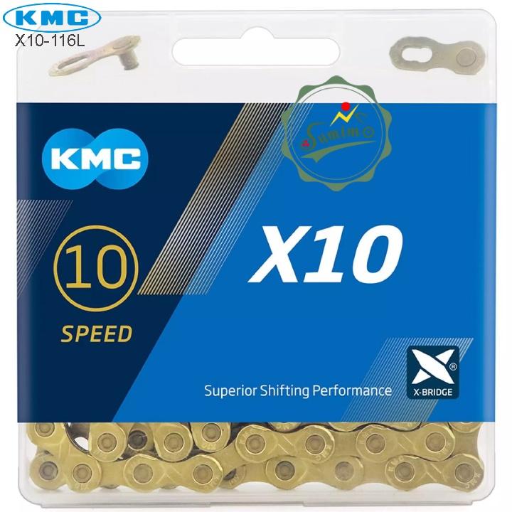 Sên xe đạp - Xích xe đạp KMC X10-116L Gold 10 Speed - Full box chính hãng