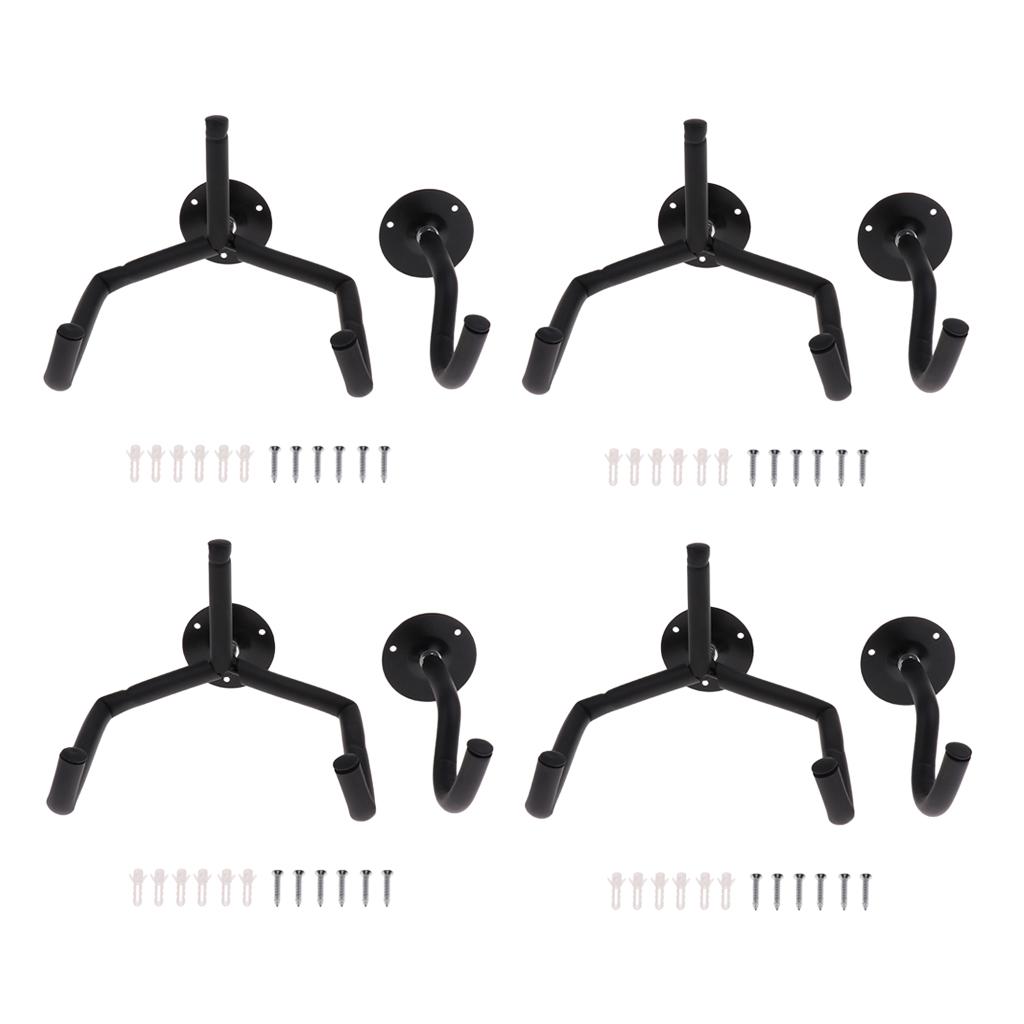 4x Metal Horizontal Guitar Bass Banjo Wall Hanger Stand Slatwall DIY Black