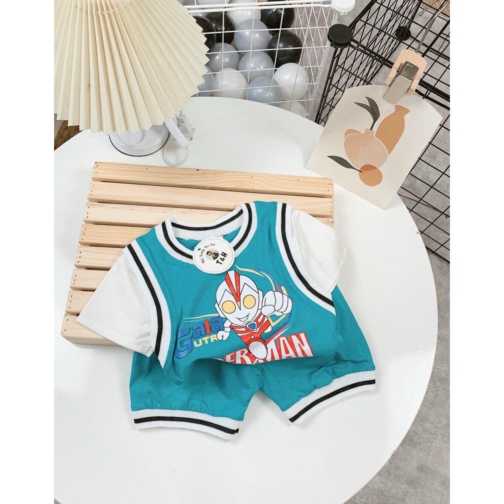 Bộ cộc tay chất Cotton tàu phiên bản siêu nhân cực đẹp thoáng mát mùa hè cho bé SAM.KIDS68