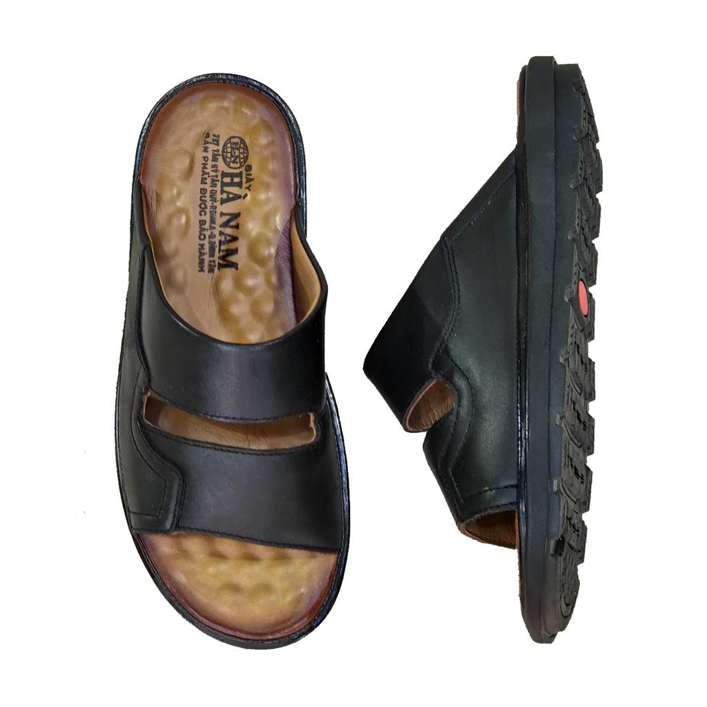 Dép nam quai ngang da bò thật TiTi Đô cao cấp DNA2199