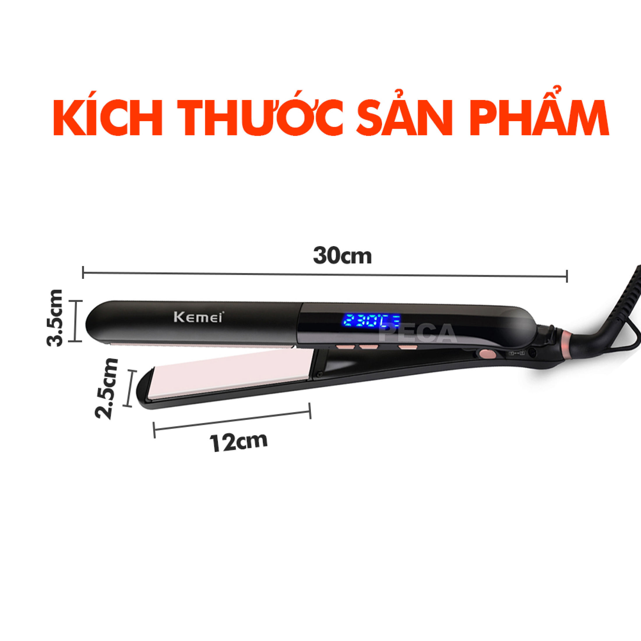 Máy duỗi tóc KEMEI KM-1322 màn hình LCD hiển thị điều chỉnh 6 mức nhiệt độ thích hợp sử dụng được cho mọi tình trạng tóc dùng để là tóc, ép tóc, uốn cụp