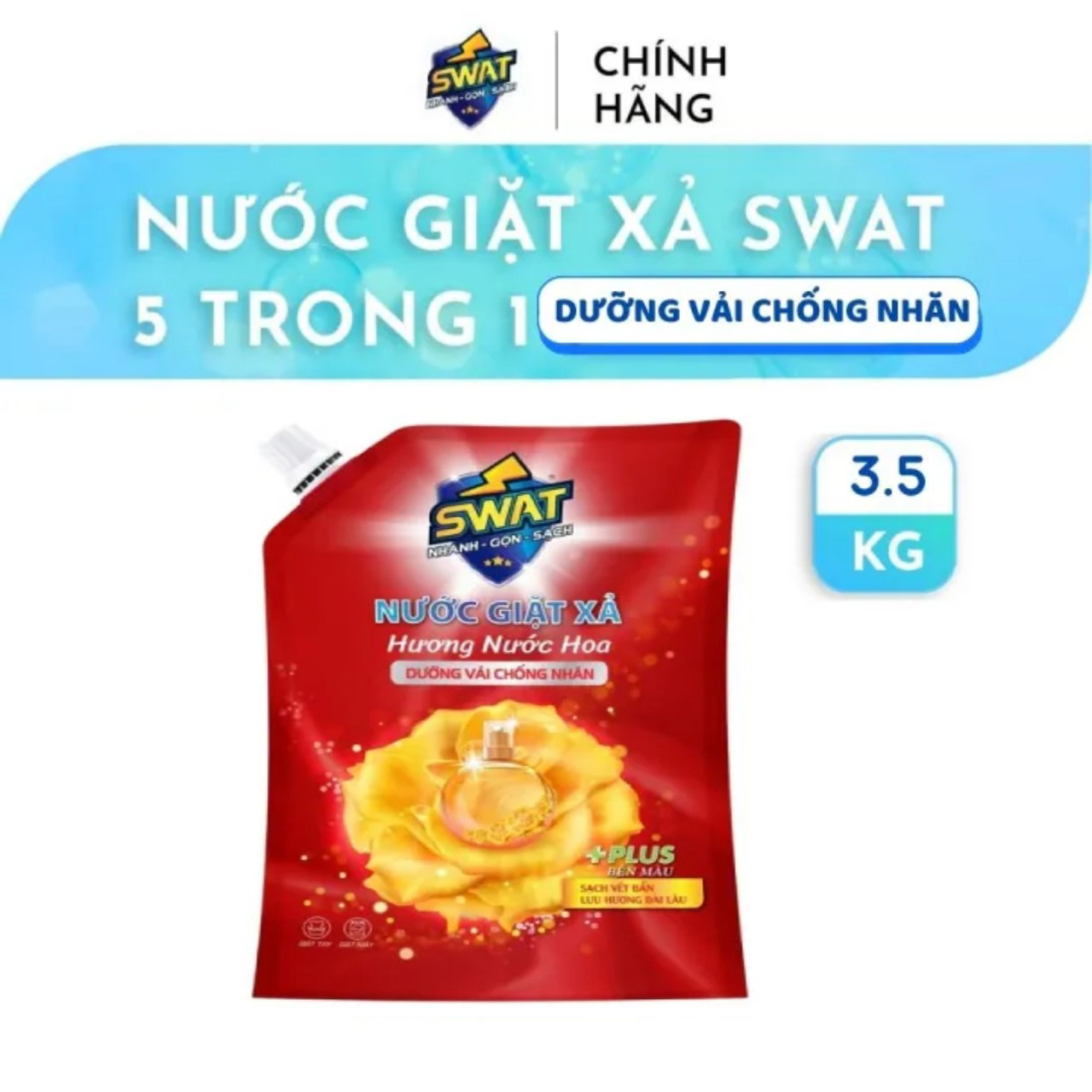 Nước Giặt Xả Swat Dưỡng Vải Chống Nhăn Túi 3.5Kg - Siêu Lợi Ích Dùng Là Thích