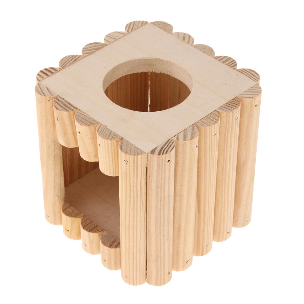 Hamster Nest Double Holes Hut Gerbil Mouse Small Animal Wood Castle