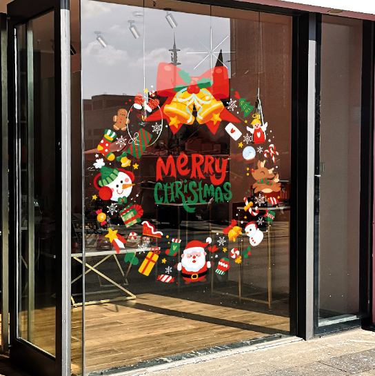 Decal trang trí Noel hít tĩnh điện - Vòng nguyệt quế phụ kiện noel
