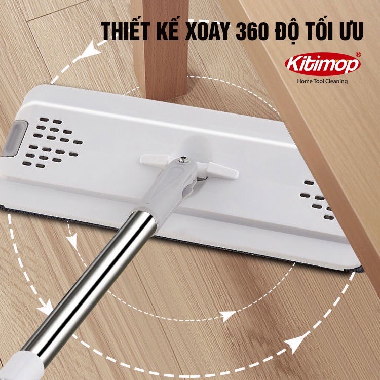 Bộ Cây Lau Nhà KITIMOP C6 PLUS-PRO - Thùng Lau Nhà Tự Vắt Thông Minh, Chổi Lau Nhà Xoay 360 Độ, Lau Sàn Làm Sạch
