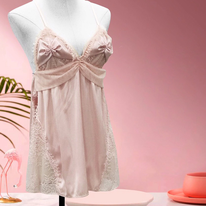 Váy ngủ sexy Q130 - váy ngủ nữ - Đầm ngủ nữ hai dây vải lụa satin cao cấp