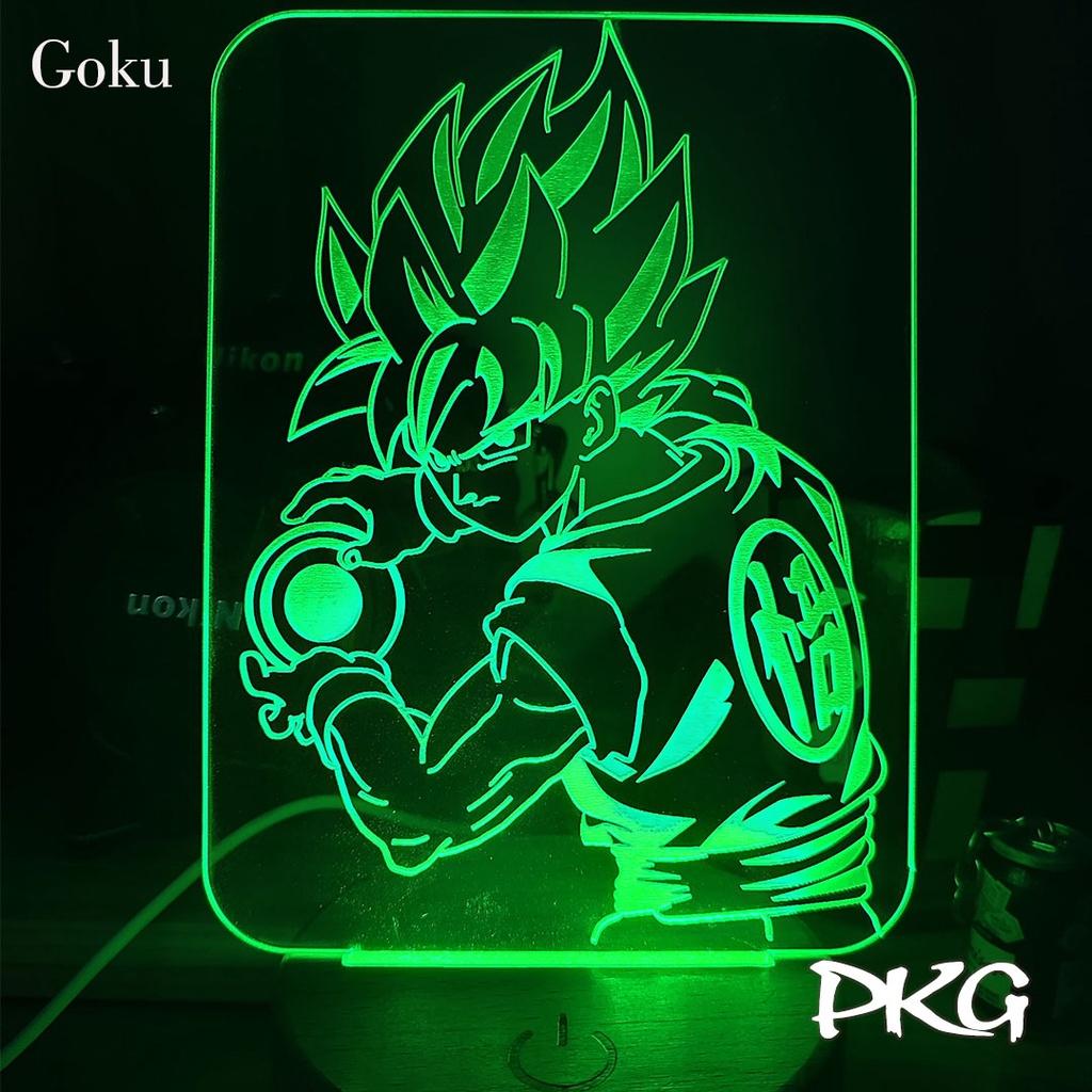 Đèn Ngủ Led 3D GOKU 2 nhân vật Anime phát sáng 16 màu cảm ứng có điều khiển từ xa