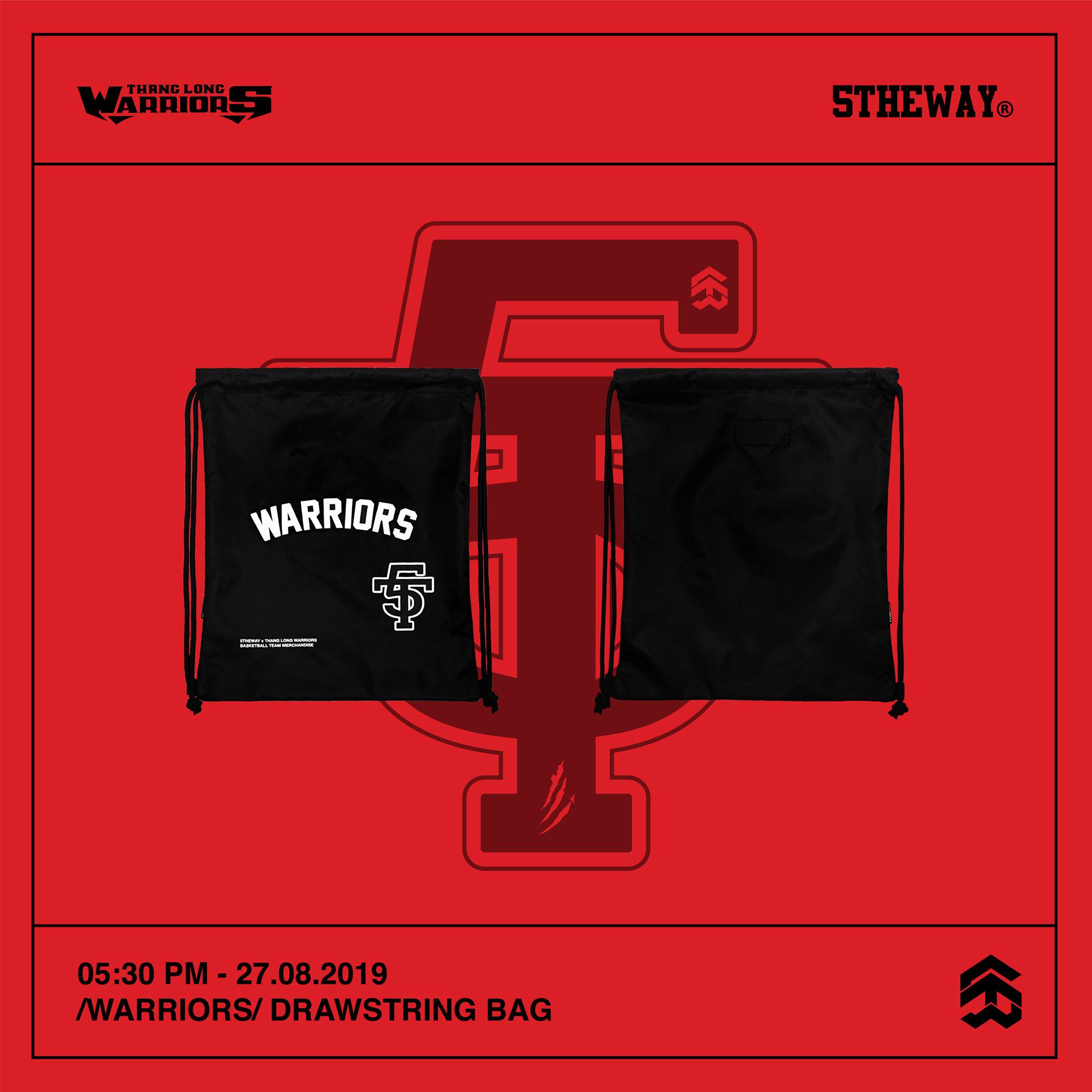 5THEWAY /warriors/ DRAWSTRING BAG in BLACK aka Túi Dây Rút Đen