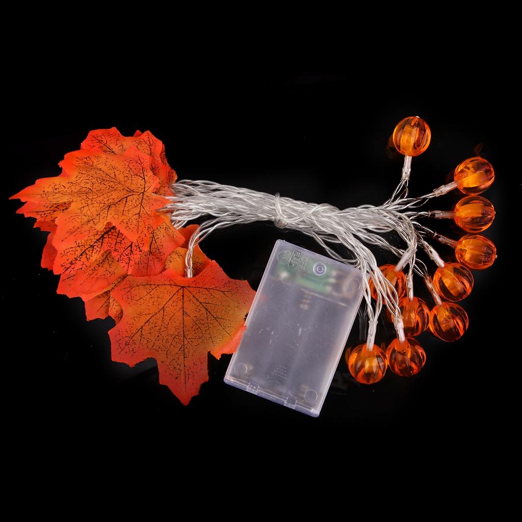 Dây đèn led hình bí ngô và lá phong dài 1.5/3m trang trí dịp halloween/ giáng sinh