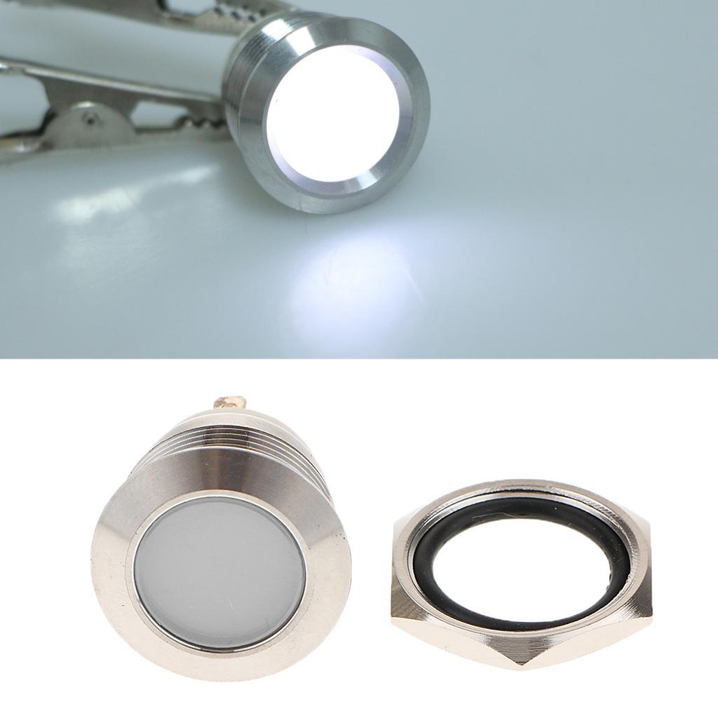 3xCar Motorcycle DC12V 19mm Panel Indicator Light for Wrie Leads White