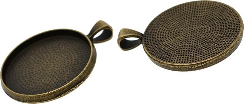 50 Cái Trống Tròn Viền Khay Căn Cứ 30 Mm Cabochon Mặt Dây Chuyền Trang Sức