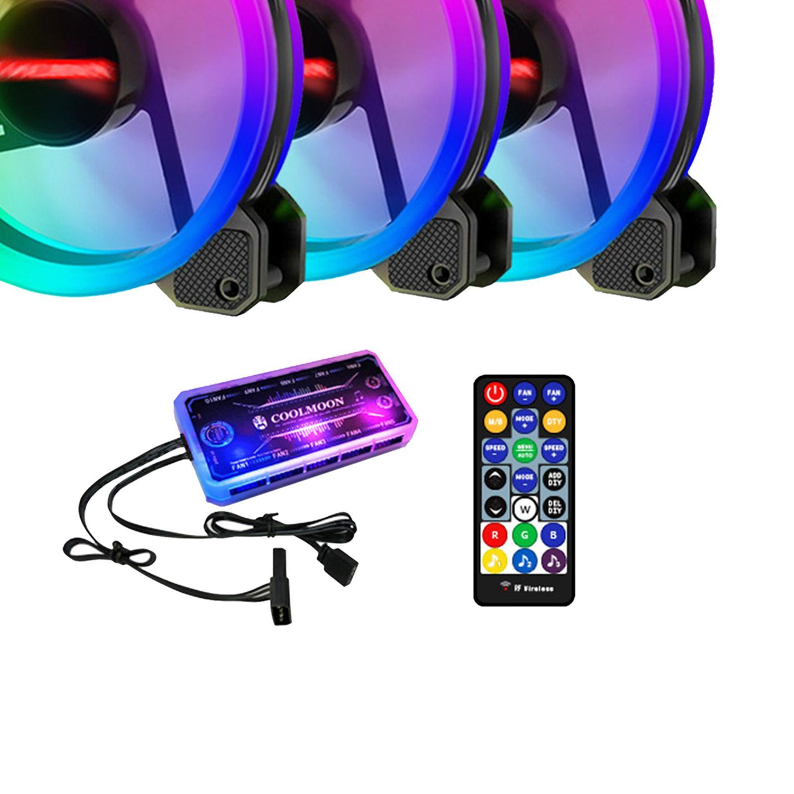 12cm RGB Computer Case Cooling Fan with Controller Remote 3 fan controller A