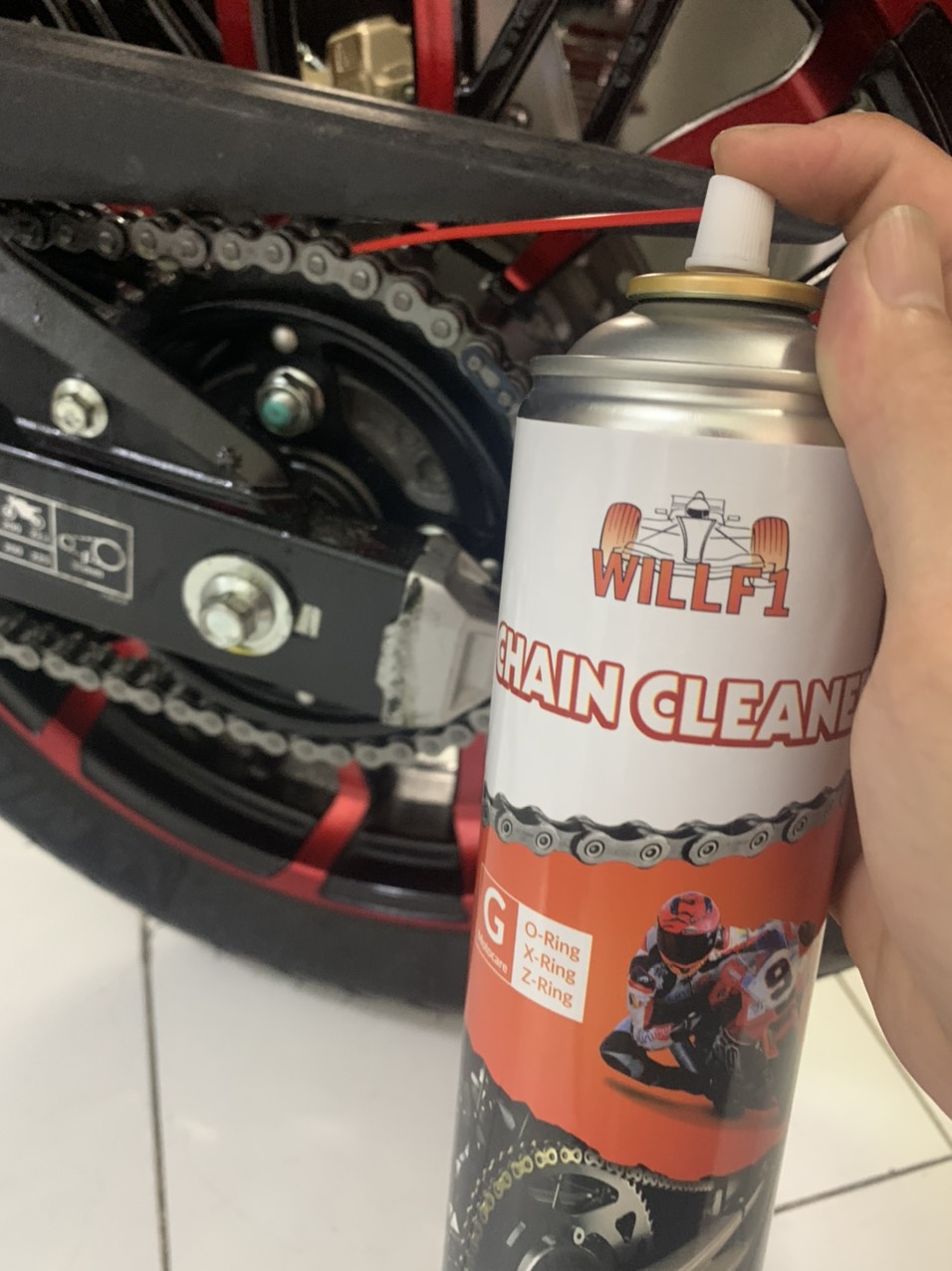 Chai xịt rửa sên xe máy/ moto WILLF1 Chain Cleaner 500ml