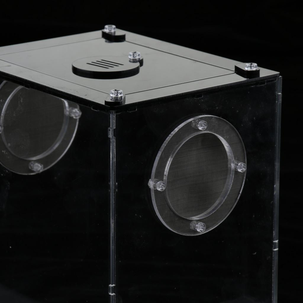 2pcs Reptile Feeding Box Transparent Cage Hatching Container For Lizards