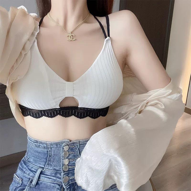 Áo bra nữ áo lót len tăm bralette viền ren đen lưng đang sexy quyến rũ nâng ngực PASANA0208