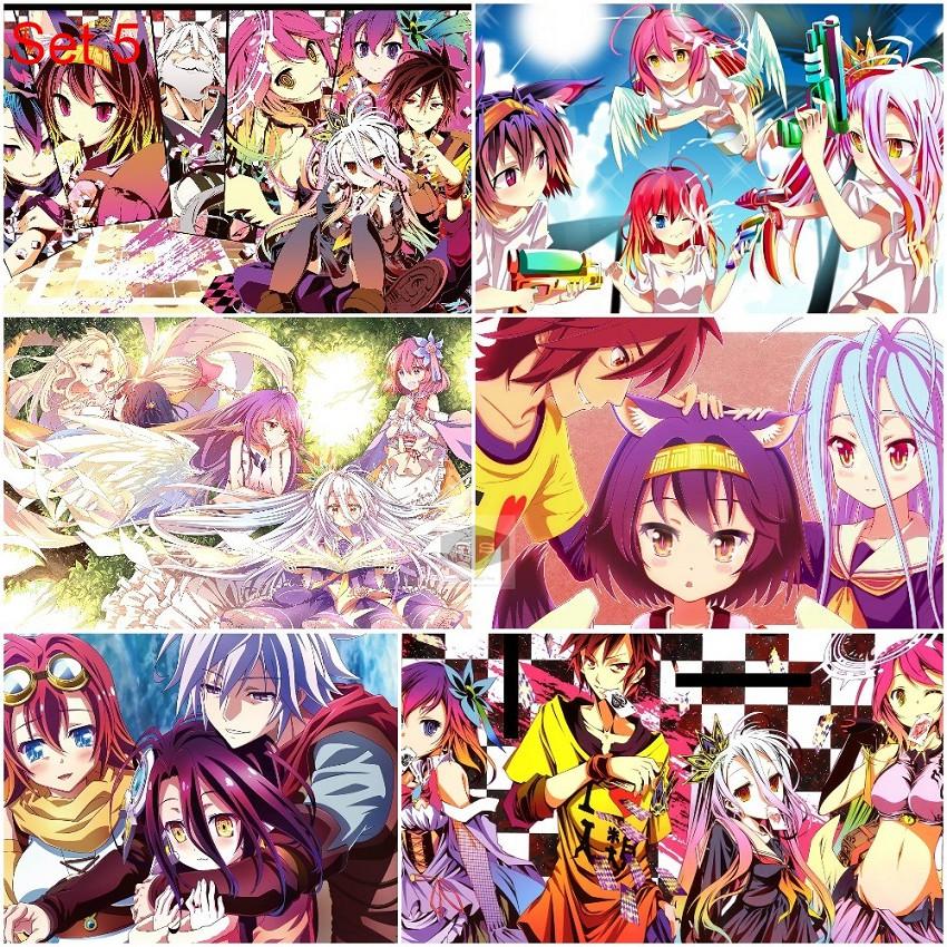 Bộ 6 Áp phích - Poster Anime No Game No Life - Huyền Thoại Game Thủ (bóc dán) - A3,A4,A5