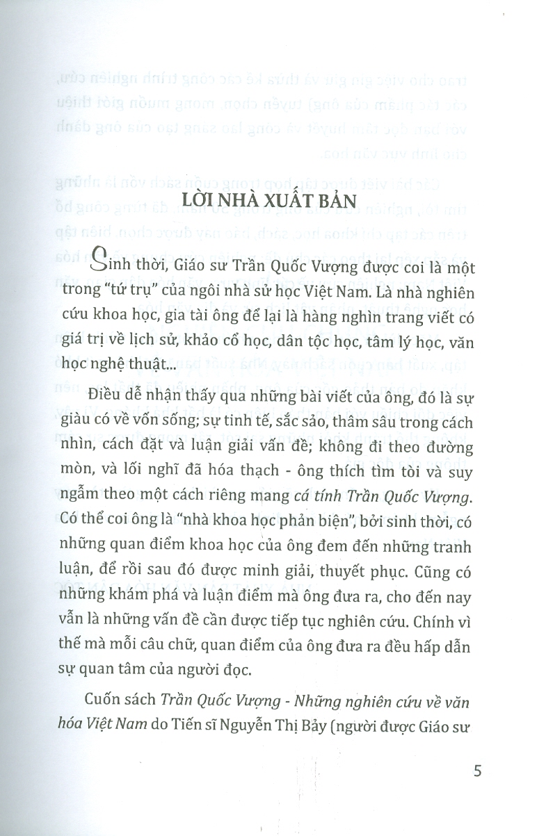 TRẦN QUỐC VƯỢNG - Những Nghiên Cứu Về Văn Hóa Việt Nam (Bìa cứng)