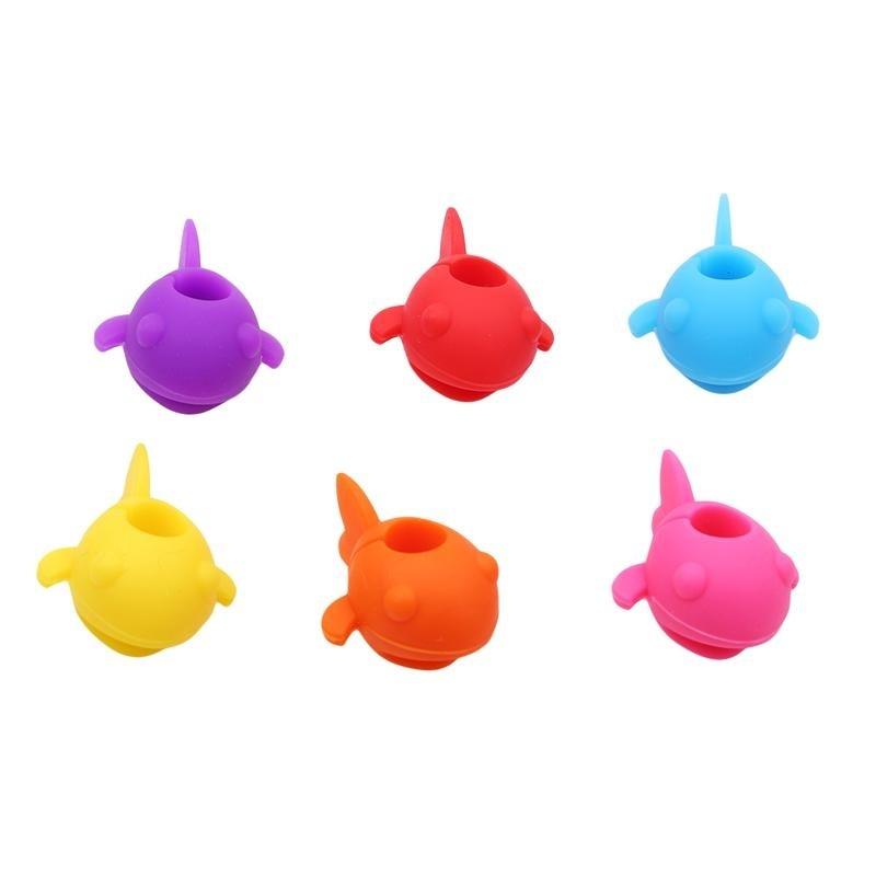 Set 6 Nhãn Silicone Đánh Dấu Chai Rượu Hình Cá Mập Độc Đáo