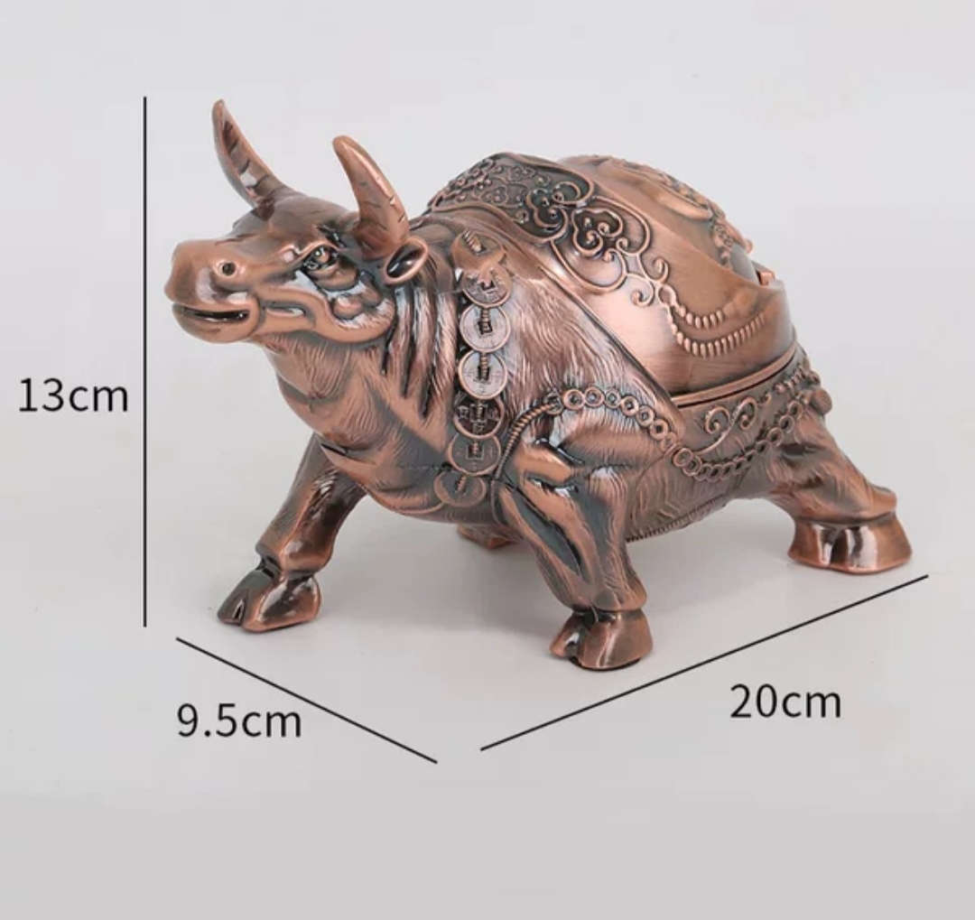 Gạt tàn hình trâu hợp kim đồng mới 4 màu