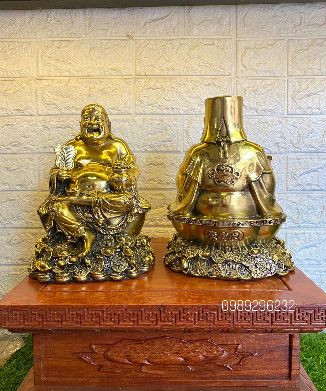 Bộ Tượng ông Thần Tài ,Thổ Địa bằng đồng vàng - Thần tài thổ địa phong thủy lớn