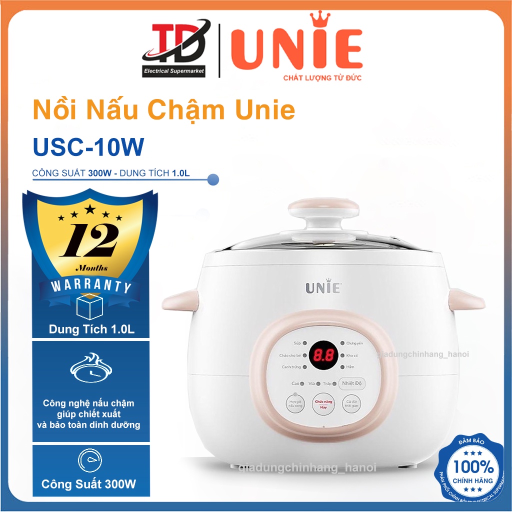 Nồi Nấu Chậm UNIE USC10W, 6 Chức năng nấu đa dạng, công suất 300W, Hàng chính hãng