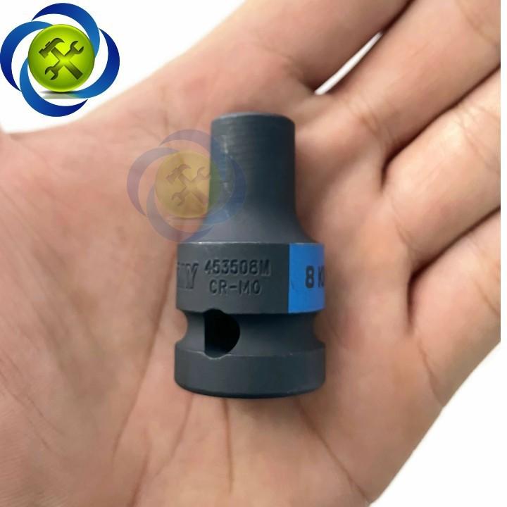 Tuýp 8mm loại 1/2 Kingtony 453508M ngắn 6 cạnh màu đen
