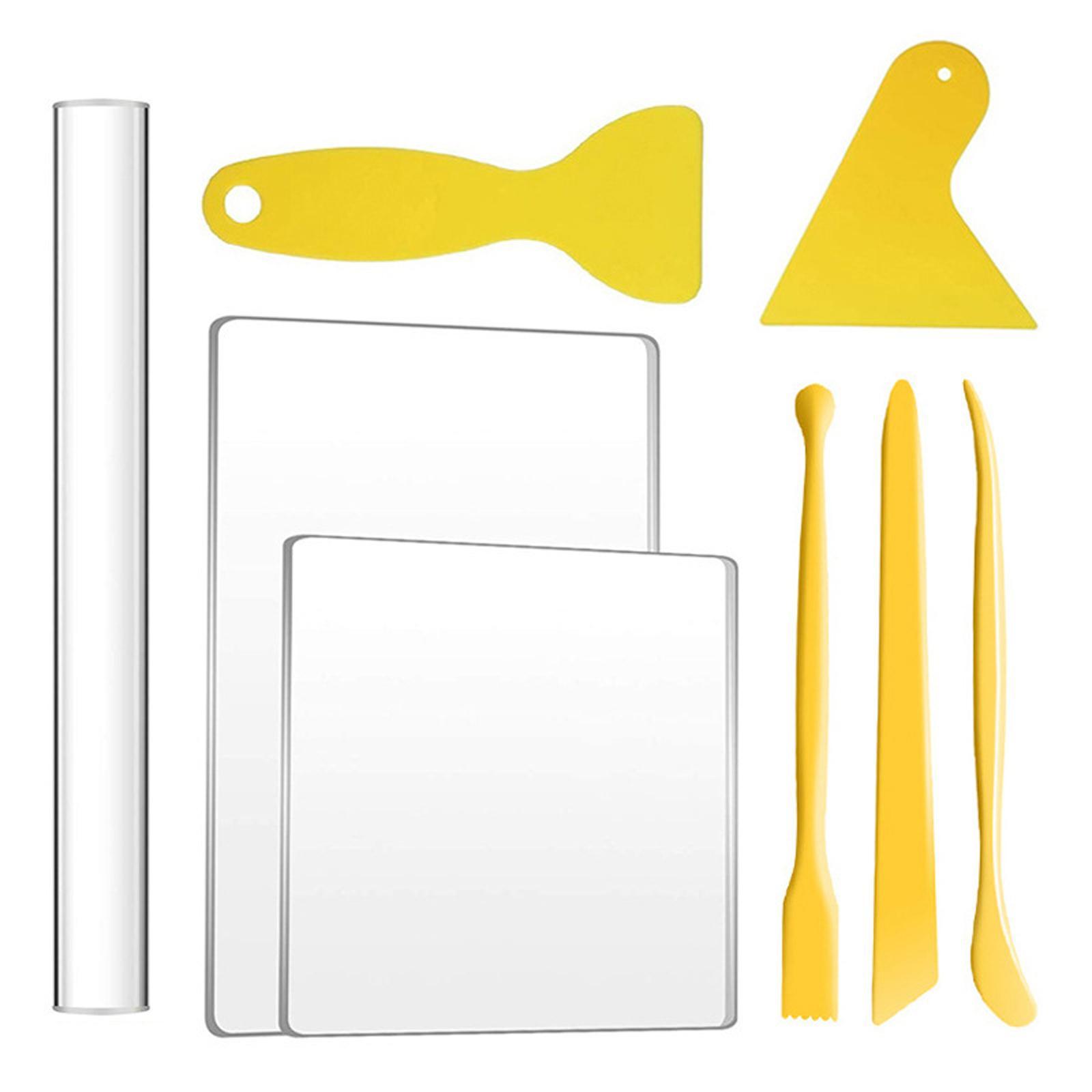 8x Polymer Clay Tools Pottery Clay Sculpting Tools Acrylic Clay Roller and Acrylic Sheet Clay Backing Board Modeling Clay Tools for Ceramics