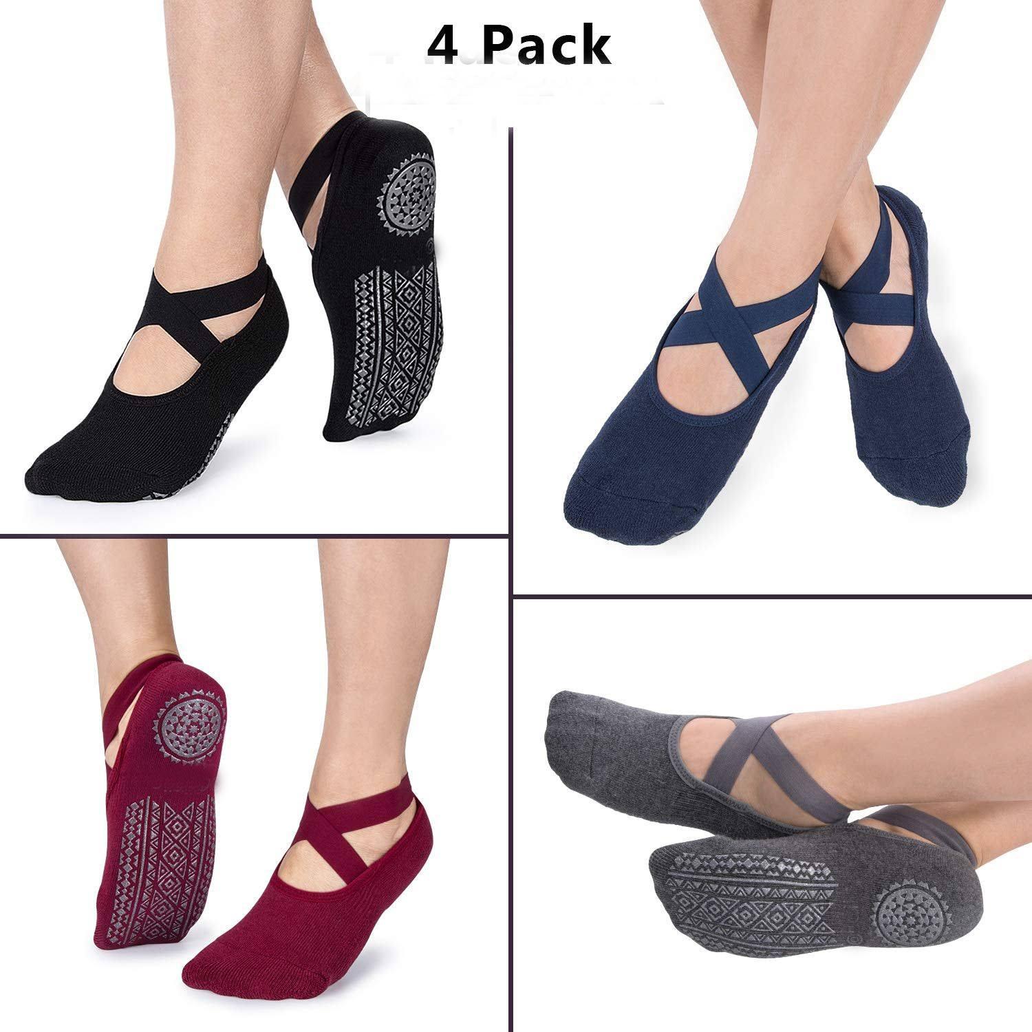 Vớ Yoga dành cho phụ nữ không trượt chống trượt Băng bông Vớ Lý tưởng năm ngón chân cho Pilates Pure Ballet Dance Bear Foot Workout Color: Red Size: EUR 35-40 US 4.5-8.5