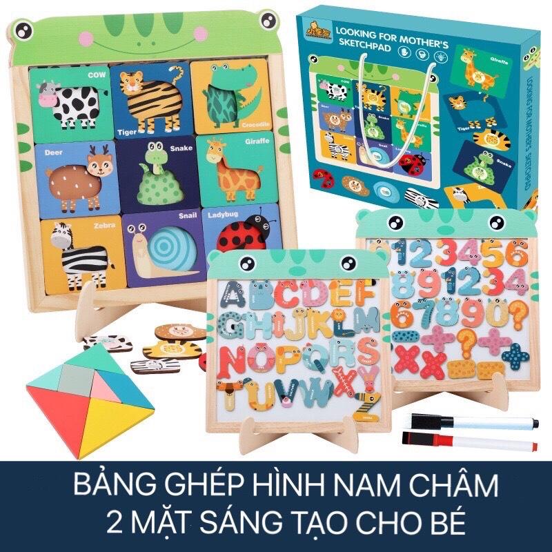 Đồ Chơi Bảng Edu Nam Châm Ghép Hình Động Vật, Học Bảng Chữ Cái, Số, Phép Tính, Tiếng Anh, Tangram Bằng Gỗ