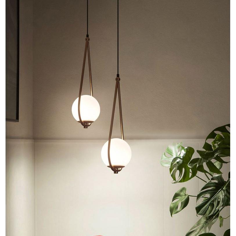 Combo đèn thả LAMES chao thủy tinh địa cầu, khung mạ vàng hình giọt nước - kèm bóng LED chuyên dụng .