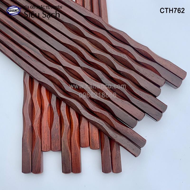 Đũa Nhật gỗ trắc đầu lượn sóng (10 đôi) - CTH762 - đũa gỗ siêu sạch - An toàn cho sức khỏe