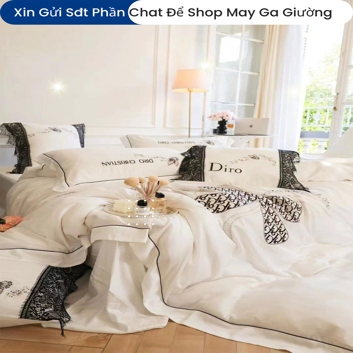 Bộ Chăn Ga Gối Đệm Lụa Tencel 80s 5 Món ANNA NGUYÊN Cao Cấp Chăn Chần Bông Lụa Mềm