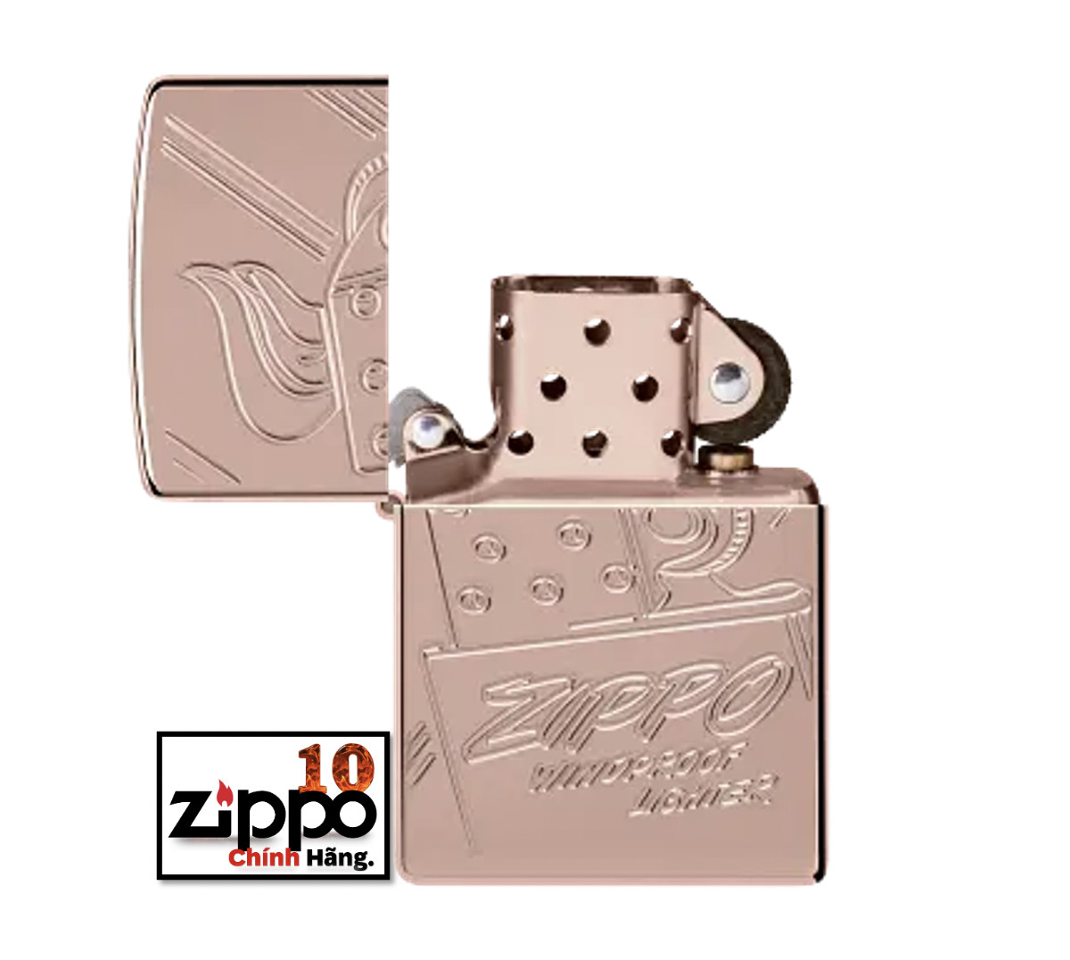 Bât lửa Zippo 48768 Script Logo Collectible Armor Rose Gold - Chính hãng 100%