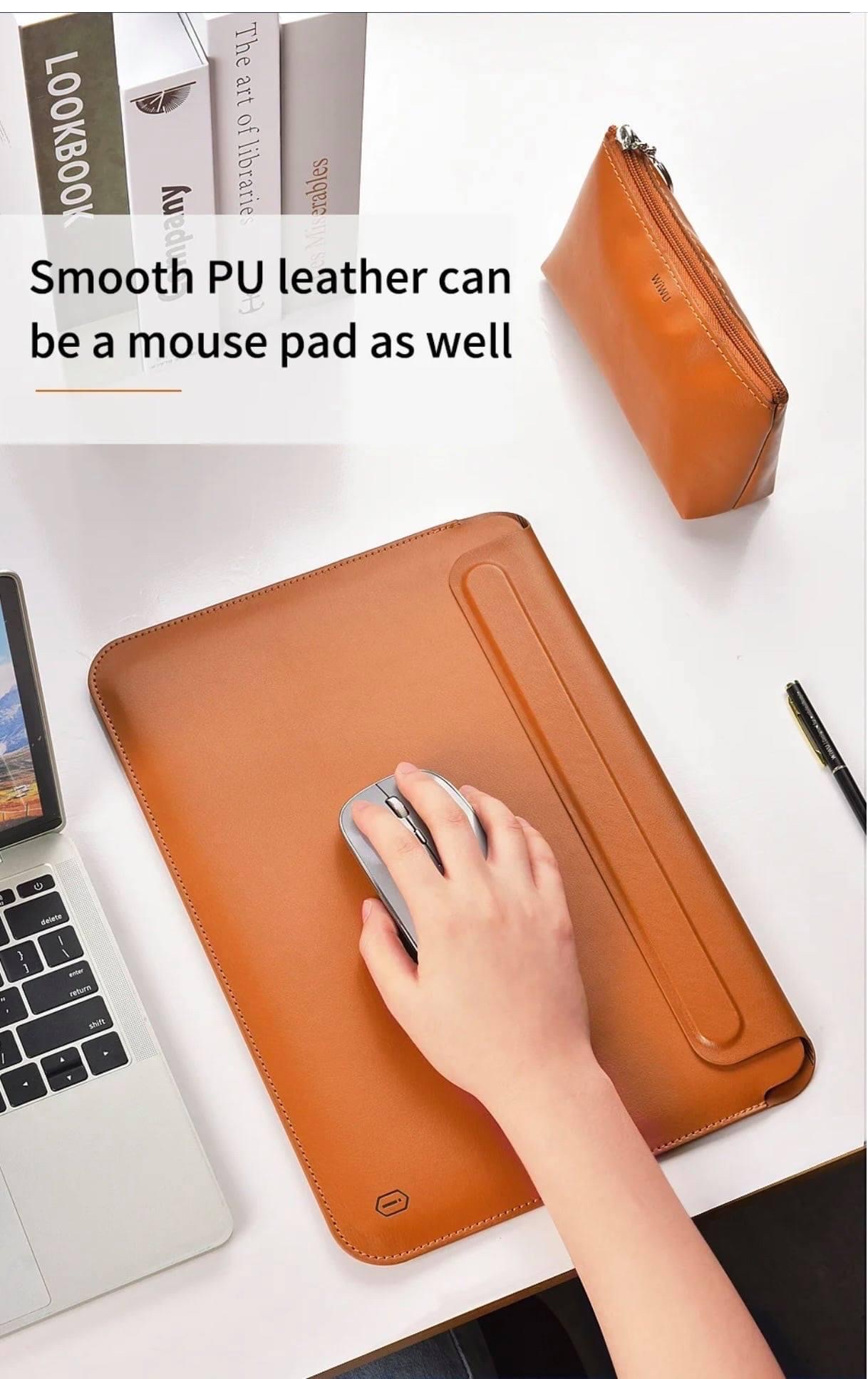 Bao Da Skin Pro Slim Stand Sleeve Dành Cho Macbook Chất Liệu Da PU Mịn, Cũng Là Một Tấm Lót Chuột - Hàng Chính Hãng