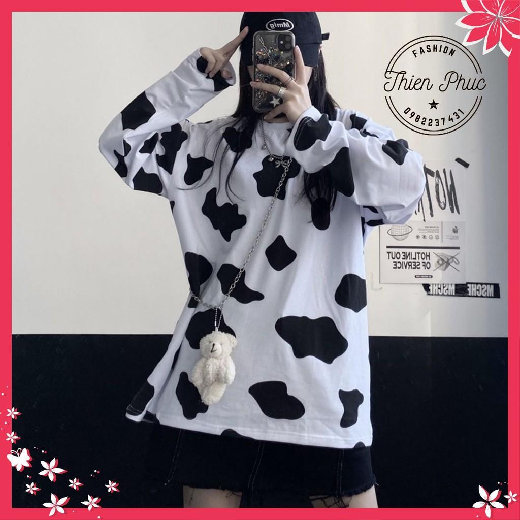Áo thun bò sữa tay dài nam nữ form rộng Unisex, Sweater bò sữa Hot trend thoitrangsilethienphuc