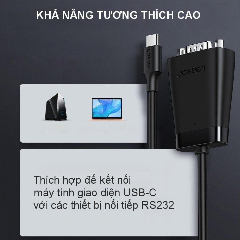 Cáp chuyển đổi tín hiệu USB type C sang RS232 DB9 dài 1.5m UGREEN CM253 70612 - Hàng chính hãng