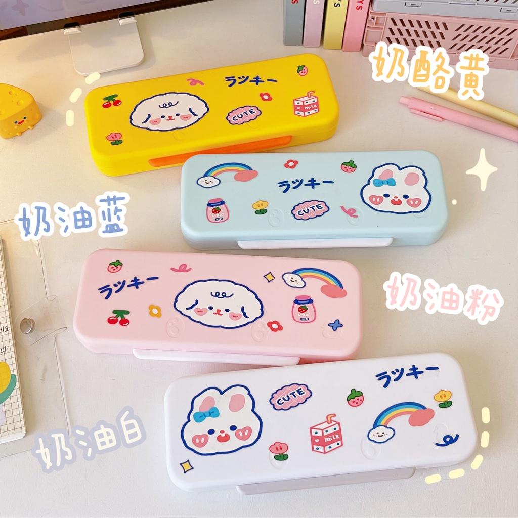 Hộp đựng bút 2 ngăn kèm sticker siêu cute