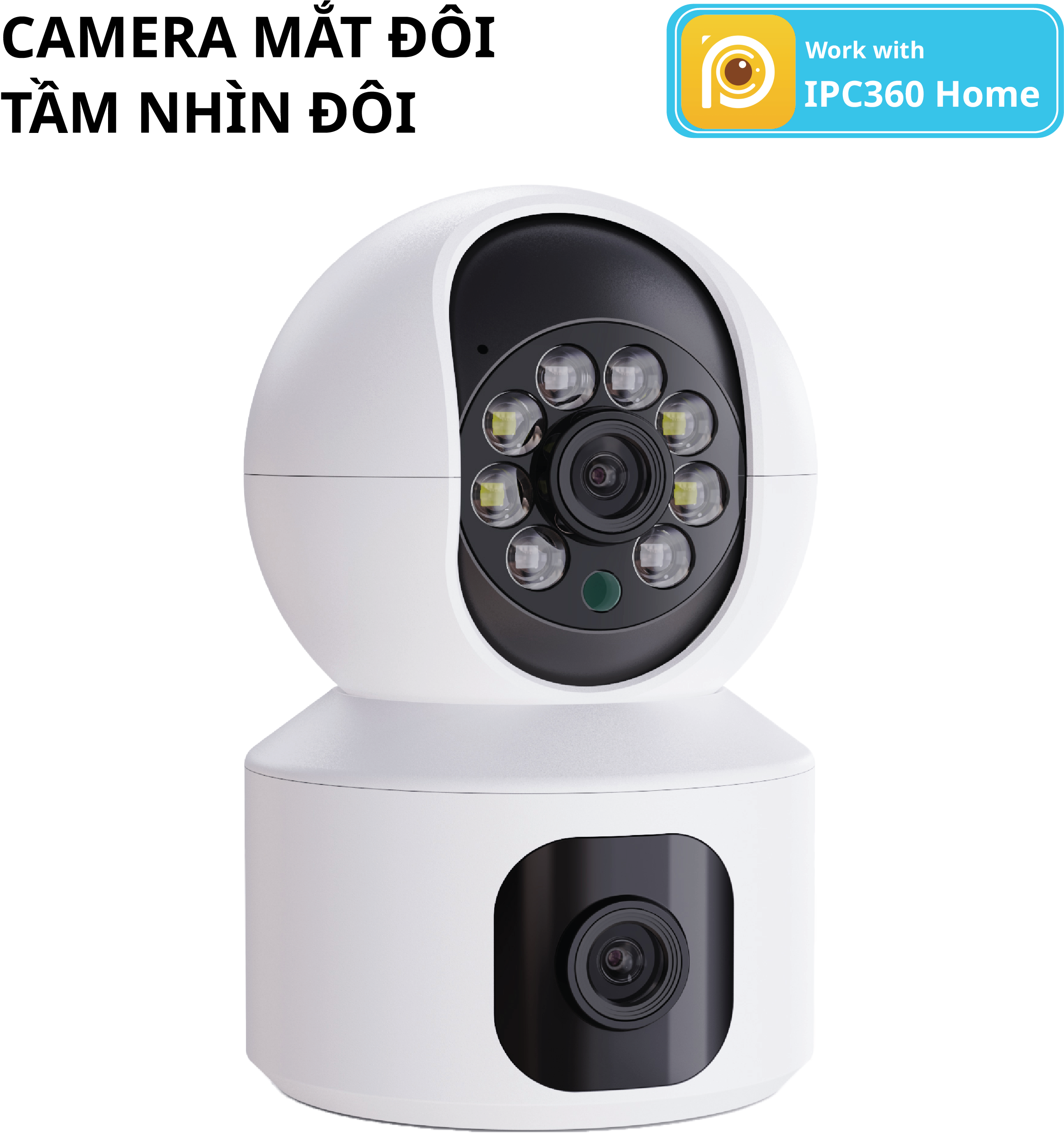 (Giao hoả tốc 2h) Camera Wifi IPC360 Home PC203, ống kính kép, màn hình đôi (Hàng nhập khẩu)