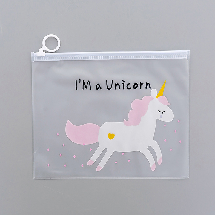 Hộp bút trong suốt nhìn xuyên hình độc giác unicorn – Giao màu ngẫu nhiên