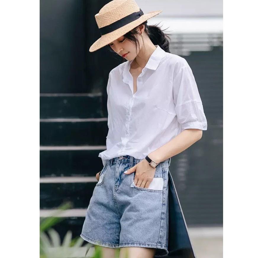 Áo sơ mi nữ tay bồng - Vải tơ ý cao cấp mềm mịn - phong cách Hàn quốc thanh lịch và quyến rũ
