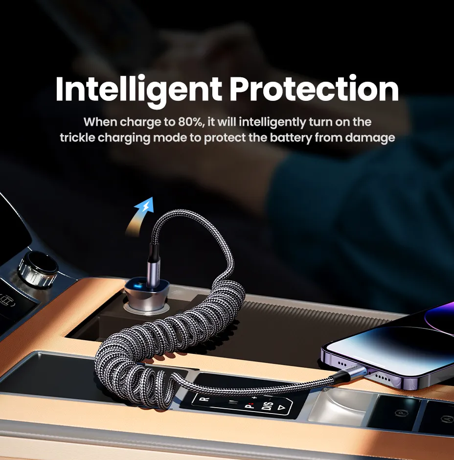 Dây cáp sạc lò xo sạc nhanh PD 20W USB C to Light chuẩn Type C PD 3.0 hiệu Rock Spring PD Cable cho iPhone / cho iPad / cho Airpods - hàng nhập khẩu
