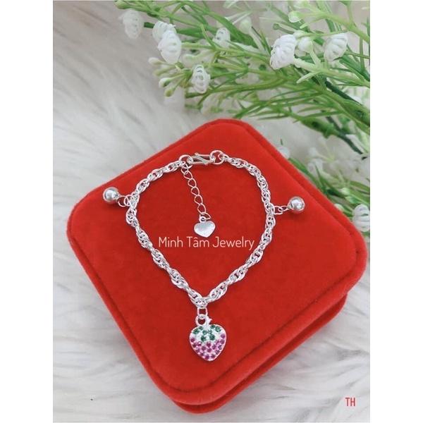 Lắc tay quả dâu tây bạc ta cho bé,Lắc tay bạc cho bé hình quả dâu tây-Minh Tâm Jewelry