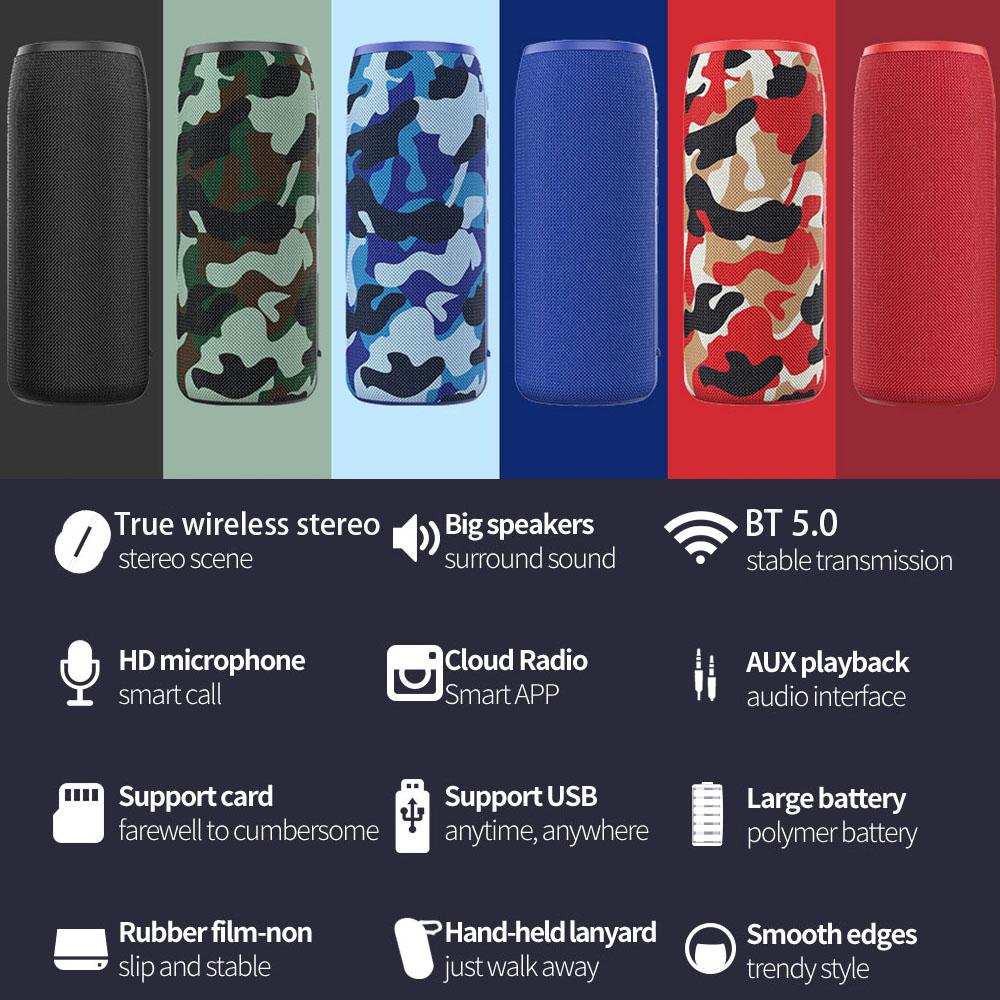 ZEALOT S51 Loa Bluetooth Mạnh Mẽ Bass Loa Siêu Trầm Di Động Không Dây IPX5 Hộp Âm Thanh 10W Chống Nước Hỗ Trợ Đĩa TF U AUX in Color: Red