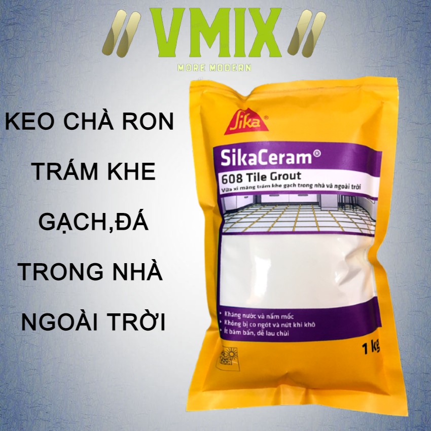 Vữa xi măng trám khe gạch ,keo chà ron gạch trong nhà và ngoài trời , keo trám vết nứt tường ngoài trời chống thấm 608 tile grout sika ceram.Vmixeco
