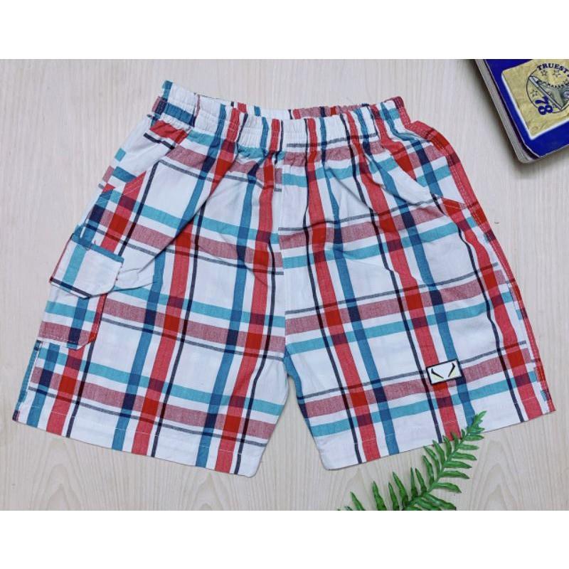 Quần short sọc kẻ trẻ em chất liệu cotton - Quần đùi kẻ karo trẻ em