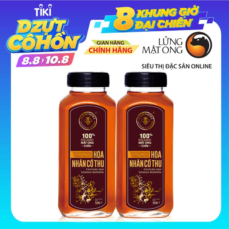 Set 2 chai Mật ong rừng nguyên chất Nhãn Cổ Thụ Honimore 500g - giúp tăng cường đề kháng
