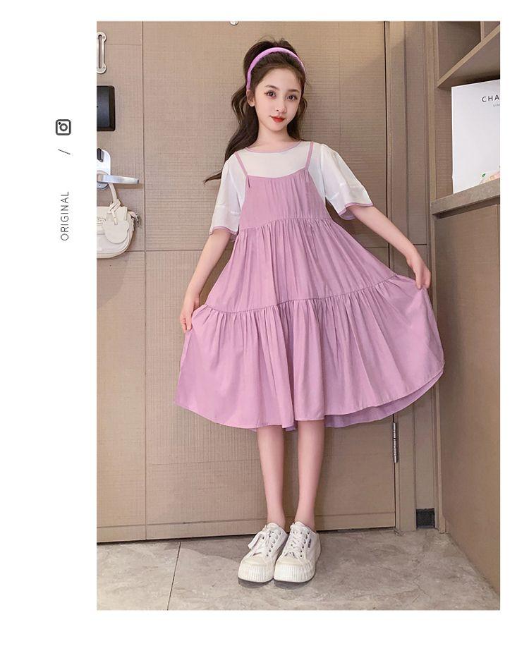 DIYIWEI Cô gái ăn mặc mùa hè 2023 phong cách phương Tây lớn bé lưới váy trẻ em mỏng giả hai váy công chúa