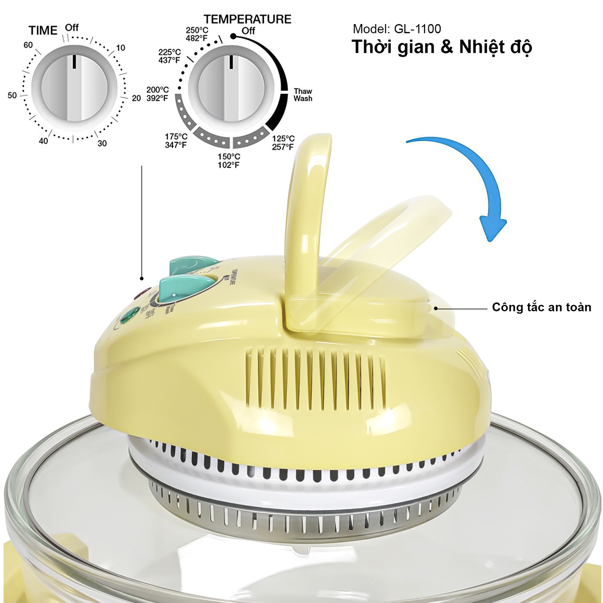 Lò nướng thủy tinh đa năng Gali GL-1110 17 lít 1300w, hàng chính hãng bảo hành 24 tháng, tặng kèm 10 phụ kiện tiện lợi.