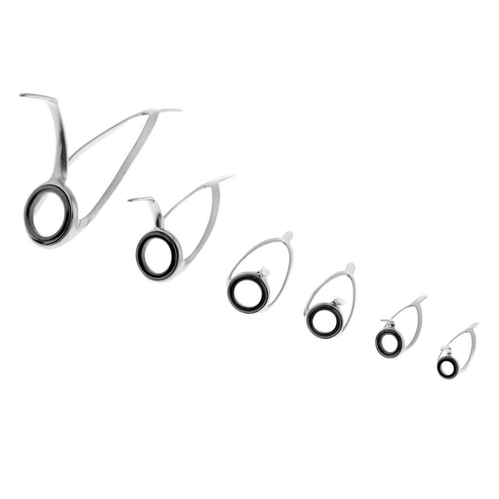 6Pcs Fishing Rod Guides Ring Eye Rings Double Leg Mixed Sizes Rod Repair Kit